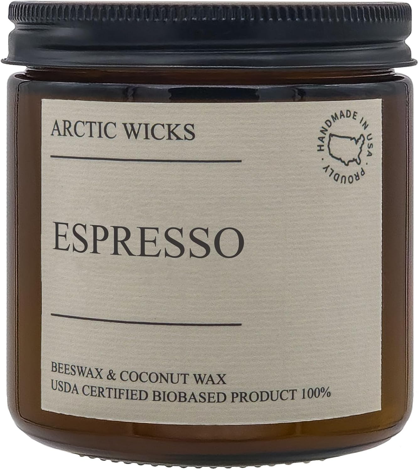 Peppermint & Eucalyptus Candle | Arctic Wicks Non Toxic Coconut Beeswax Candles | Natural Coconut Beeswax 16oz Amber Jar | Spa Wellness Candles Wax Non-Toxic Clean Burn 100% USDA Certified Biobased