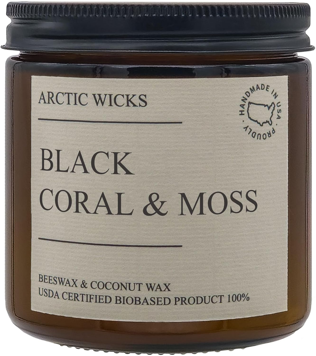 Peppermint & Eucalyptus Candle | Arctic Wicks Non Toxic Coconut Beeswax Candles | Natural Coconut Beeswax 16oz Amber Jar | Spa Wellness Candles Wax Non-Toxic Clean Burn 100% USDA Certified Biobased