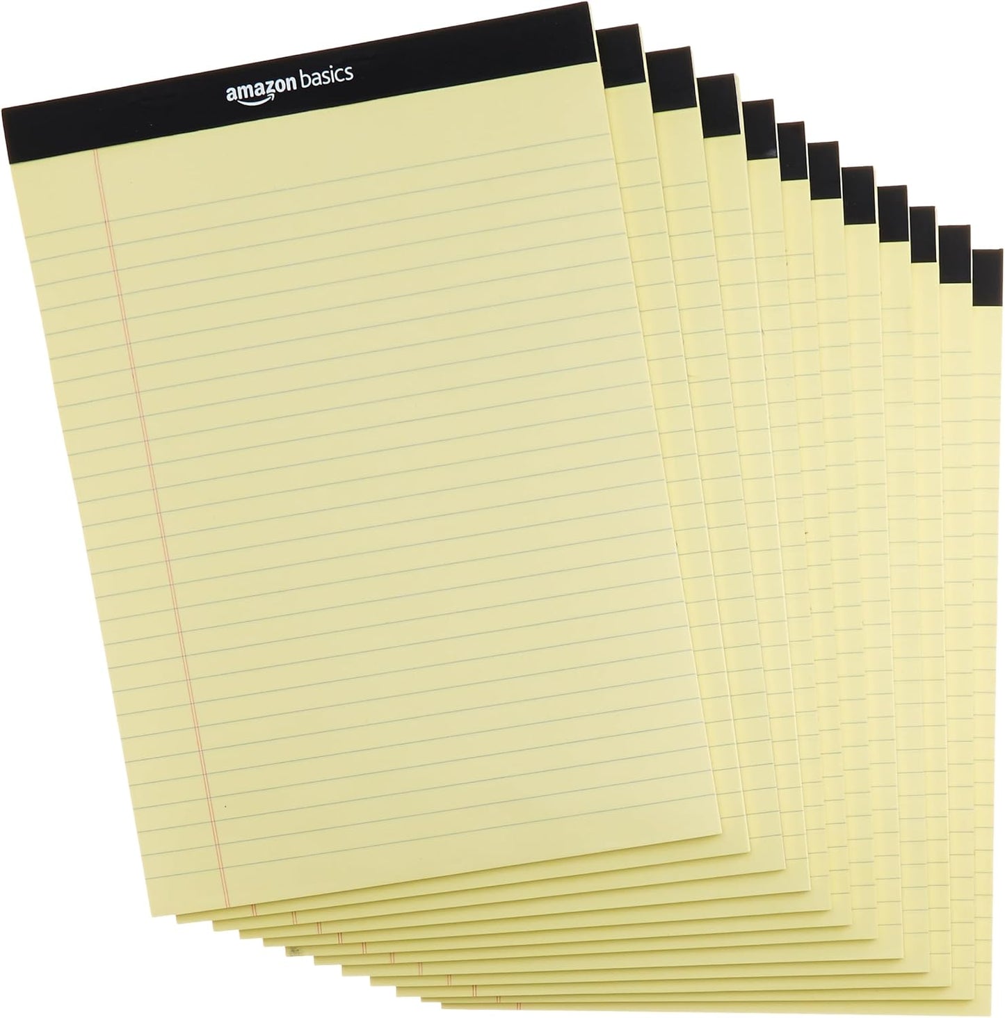 Amazon Basics Wide Ruled Lined Writing Note Pads for Office Supplies, 8.5" x 11.75", White, 12-Pack of 50 Perforated Sheets