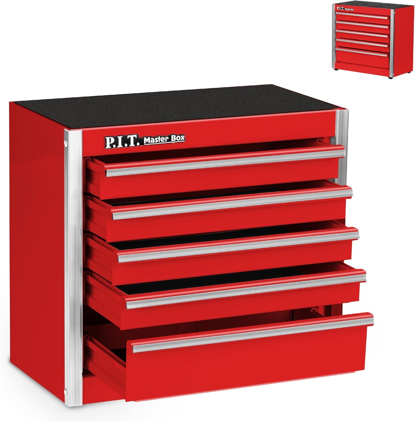 P.I.T. Mini White Tool Box, Portable 5-Drawer Micro Roll Cab Steel Stackable Tool Box with Liner, White Small Tool Case for Tools Storage and Organizers, Home DIY