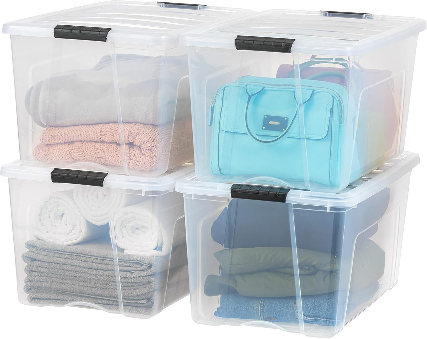 IRIS USA 13 QT Plastic Storage Box with Lid and Latches - 6 Pack - BPA-Free, See-Through Organizing Solution, Durable Nestable Stackable Containers, Secure Pull Handle - Clear