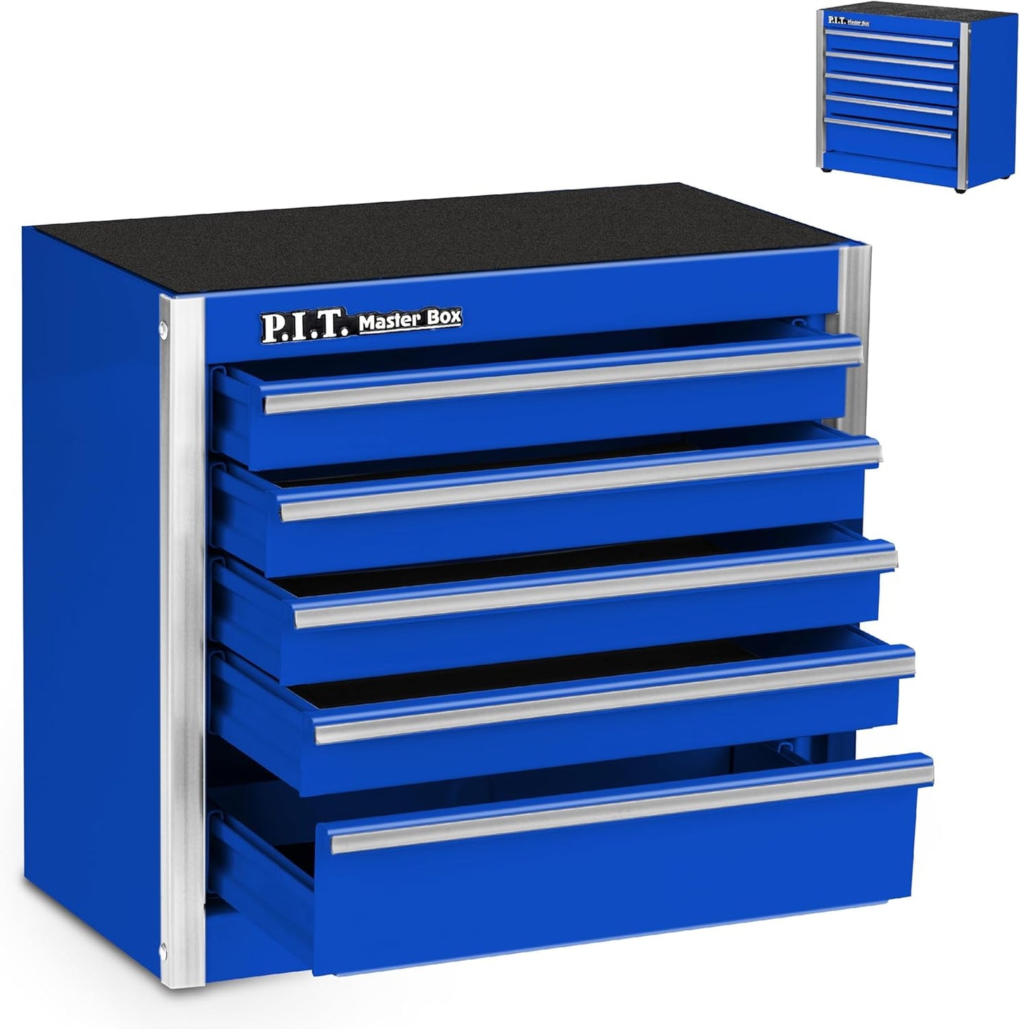 P.I.T. Mini White Tool Box, Portable 5-Drawer Micro Roll Cab Steel Stackable Tool Box with Liner, White Small Tool Case for Tools Storage and Organizers, Home DIY