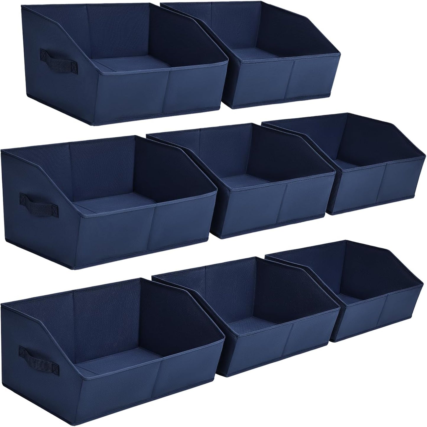 Closet Organizers Bins 6 Packs - Large Closet Shelf Organizer with Handles, Fabric Trapezoid Storage Bins, Collapsible Storage Cubes for Clothes, Towels, Light Gray