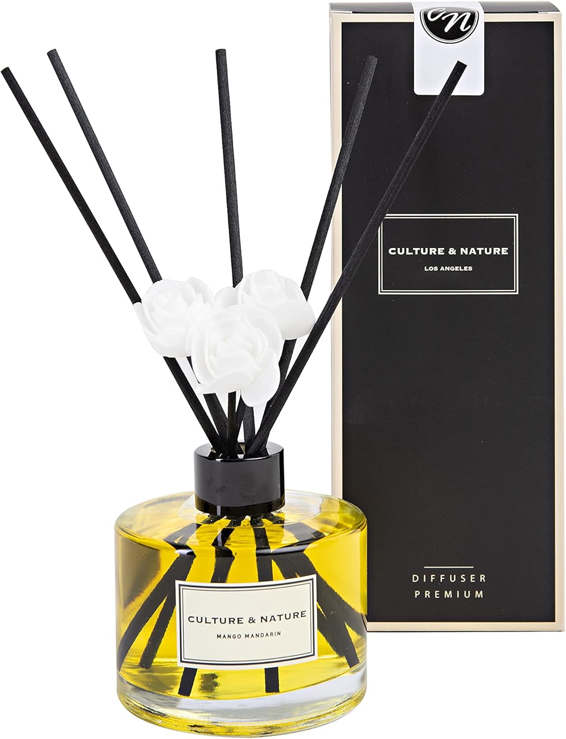 CULTURE & NATURE Reed Diffuser Set 6.7oz (200ml) Black Cherry Scented Diffuser with Sticks Home Fragrance Reed Diffuser for Bathroom Shelf Decor