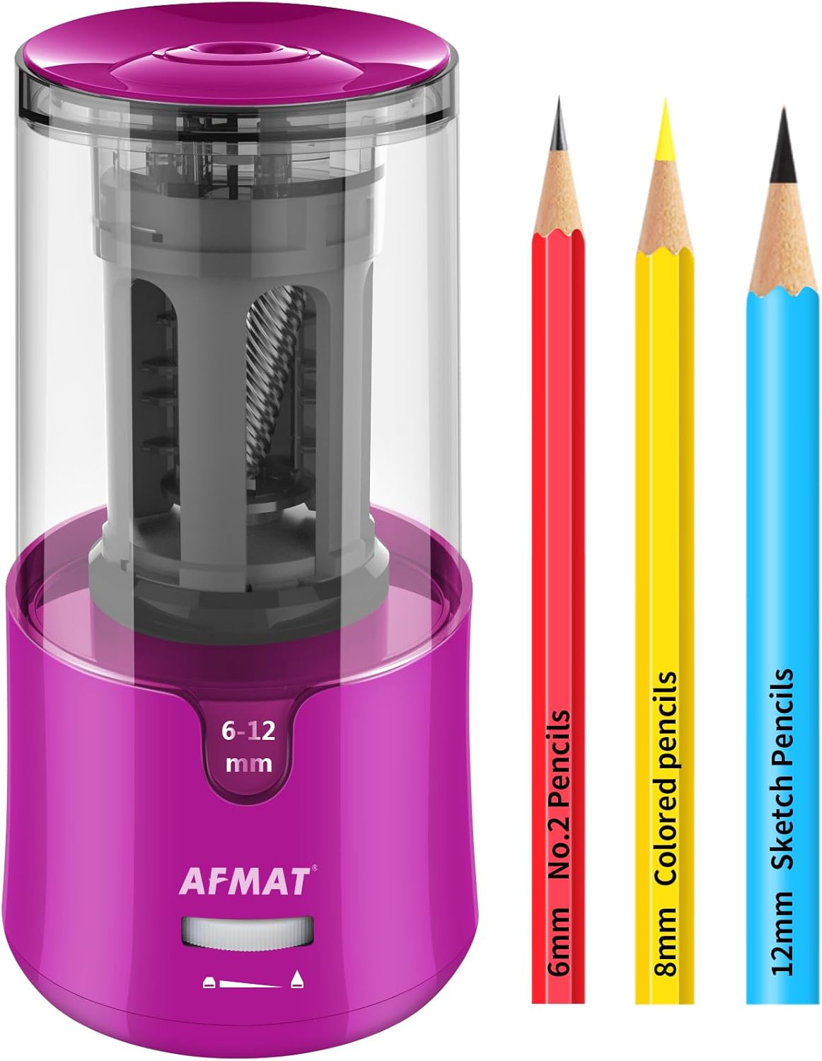 AFMAT Electric Pencil Sharpener - Auto Stop, Super Sharp & Fast, Plug in Pencil Sharpener for 6-12mm No.2/Colored Pencils - Classroom/Office/Home PS92