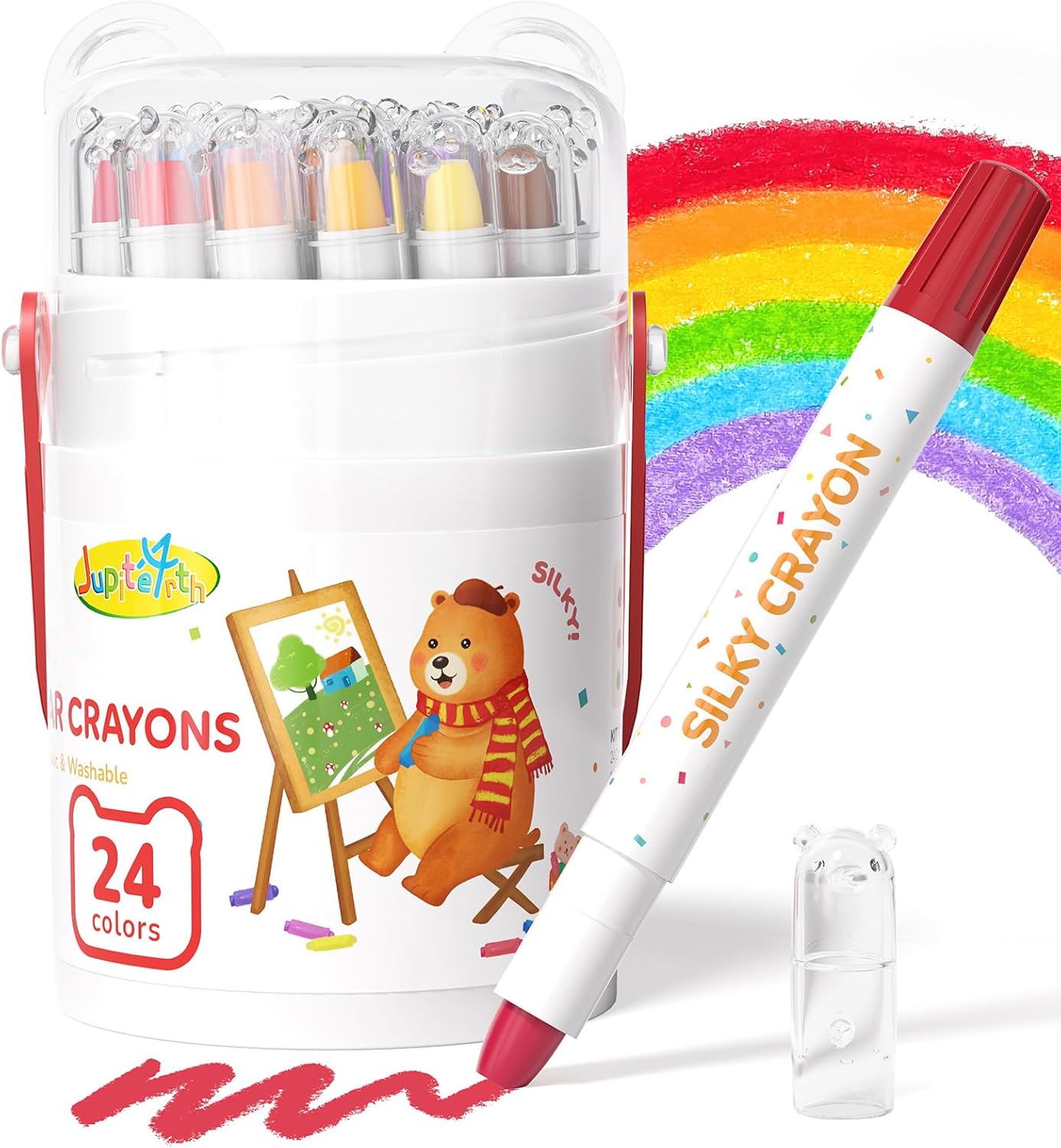 JUPITEARTH 36 Color Twist Crayons for Toddlers 1-3 and Kids 4-8, Non-Toxic Washable Crayons 2-4, Ultra-Silky Easy-Grip Art Supplies, Ideal Coloring Gift for Boys and Girls