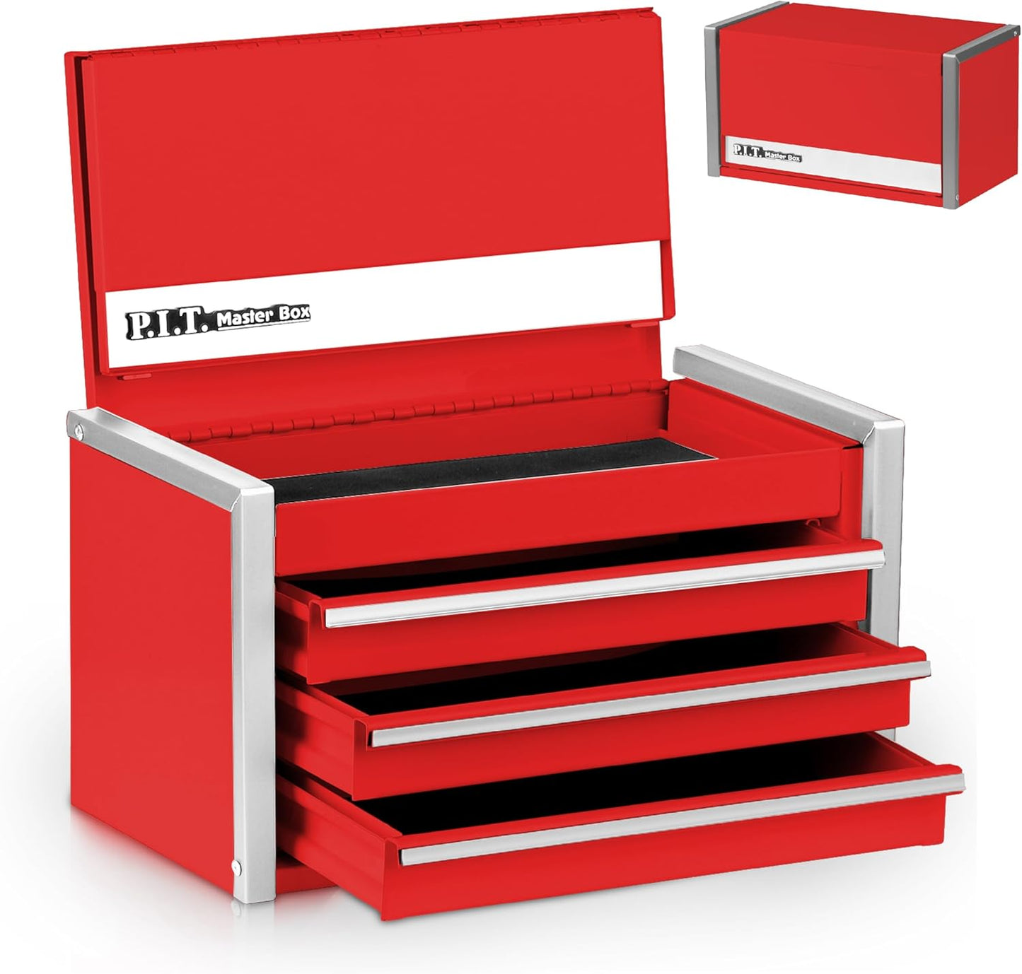 P.I.T. Mini White Tool Box, Portable 5-Drawer Micro Roll Cab Steel Stackable Tool Box with Liner, White Small Tool Case for Tools Storage and Organizers, Home DIY