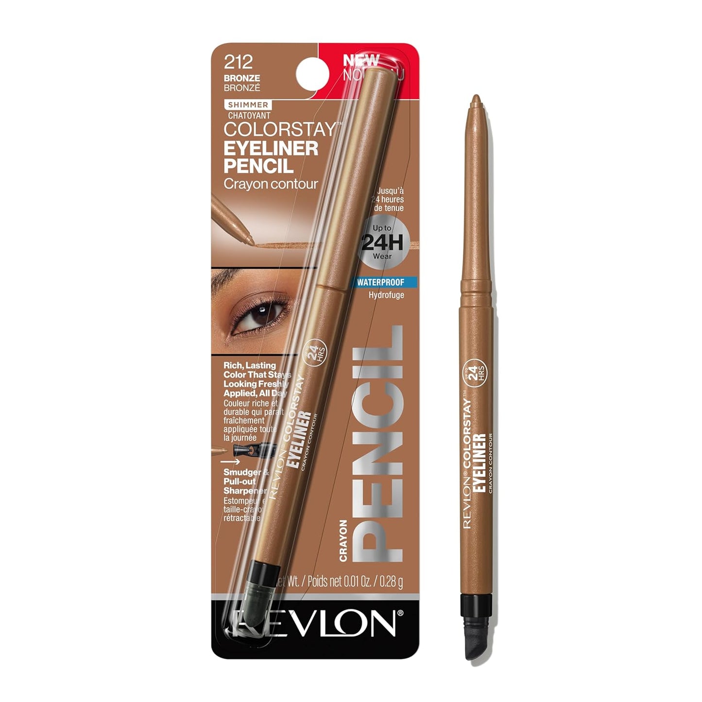 Revlon ColorStay Pencil Waterproof Eyeliner, Smudge-Proof, Eye Makeup with Built-In Sharpener, 201 Black, 2 pack