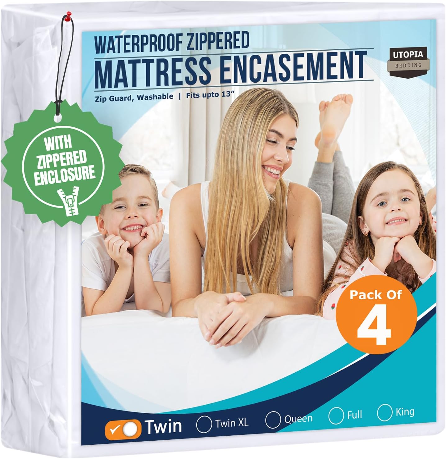 Utopia Bedding Mattress Protector Zippered Queen Size, 100% Waterproof Bed Bug and Dust Mite Proof Mattress Encasement, Absorbent 6 Sided Mattress Cover