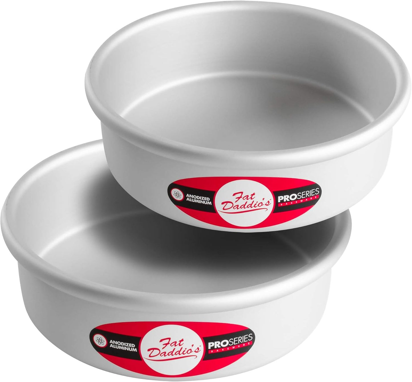 Fat Daddio's Anodized Aluminum Round Cake Pans, 2 Piece Set, 8 x 2 Inch
