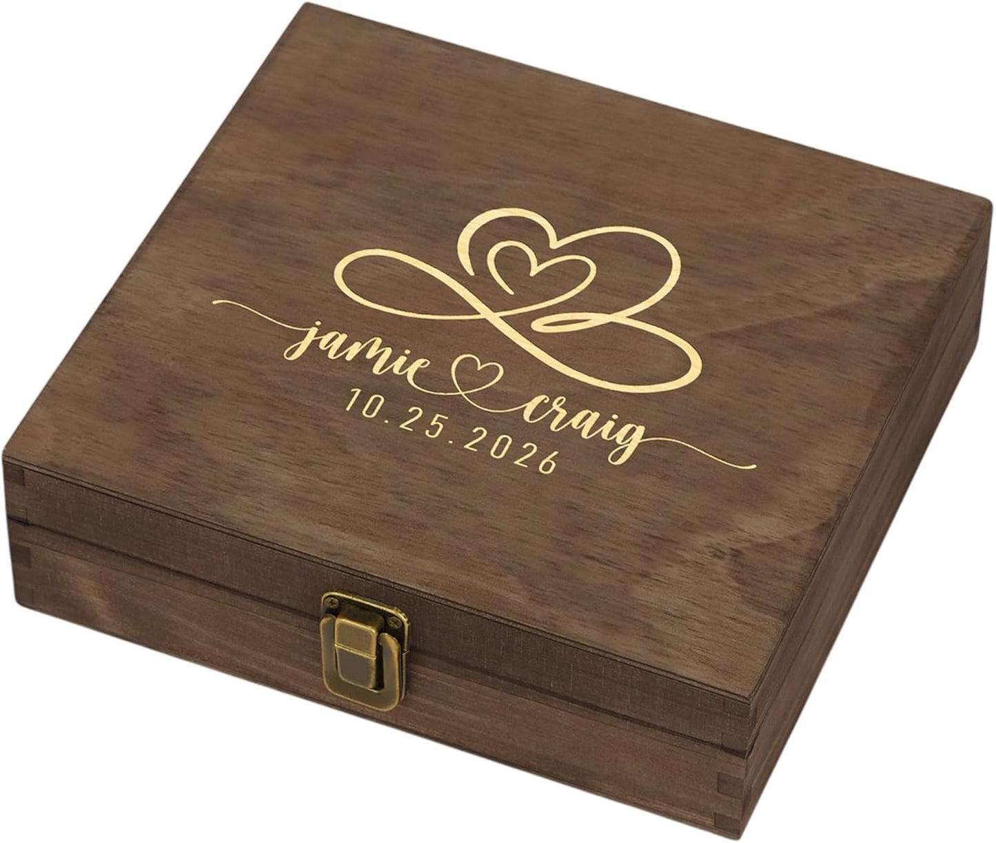 Personalized Wooden Keepsake Box - Custom Memory Box for Photos Jewelry Letters Rustic Memento Storage Box for Wedding, Anniversary, Birthday, Graduation & Retirement Gifts