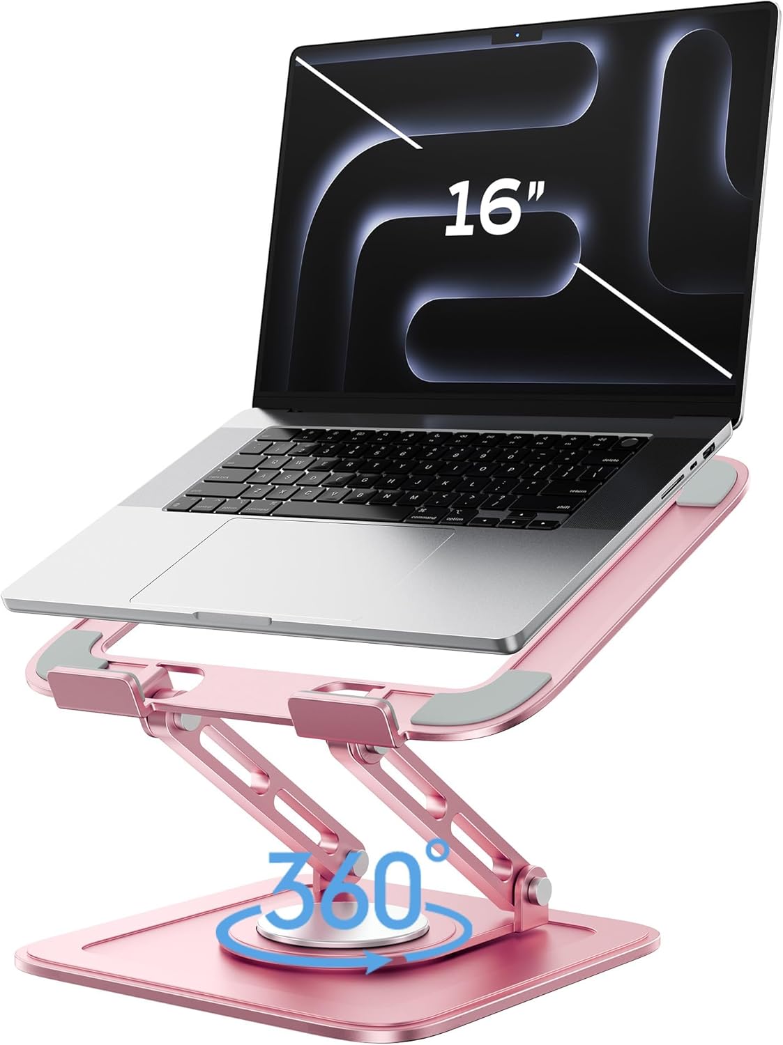 Adjustable Laptop Stand, Computer Stand with 360 Rotating Base, Ergonomic Laptop Riser Mount for Desk Foldable Protable Computer Desk Fits with MacBook Pro Air (10-16") - Black