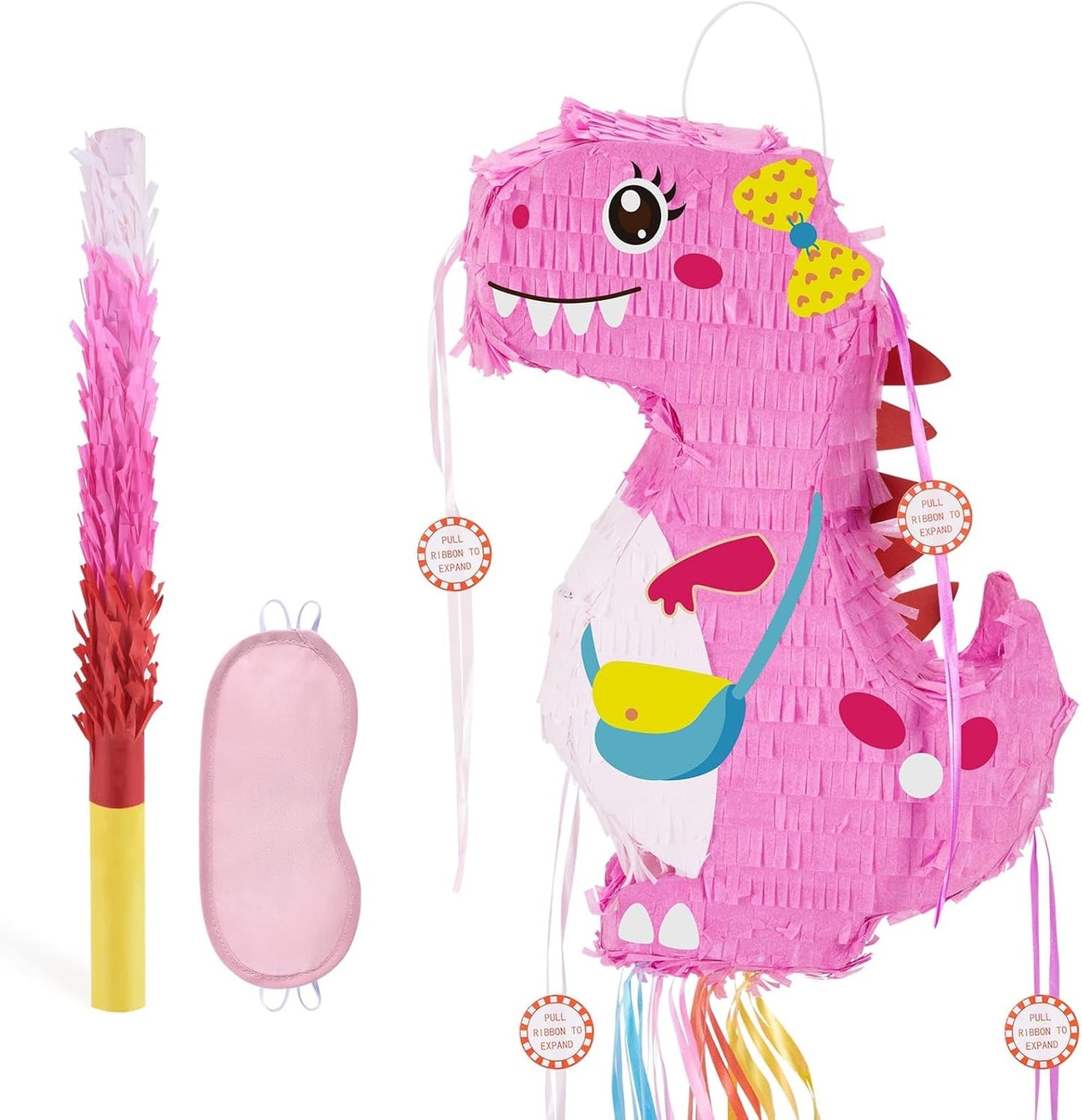 WERNNSAI Easter Bunny Piñata - Easter Rabbit Piñata Spring Pinata with Blindfold and Stick for Birthday Party Decoration Baby Shower School Activities Game Spring Party Game