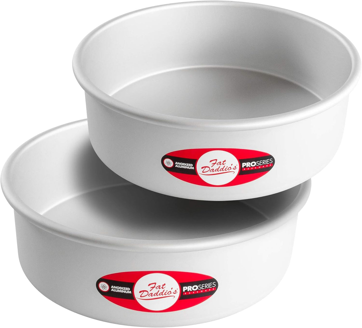 Fat Daddio's Anodized Aluminum Round Cake Pans, 2 Piece Set, 8 x 2 Inch