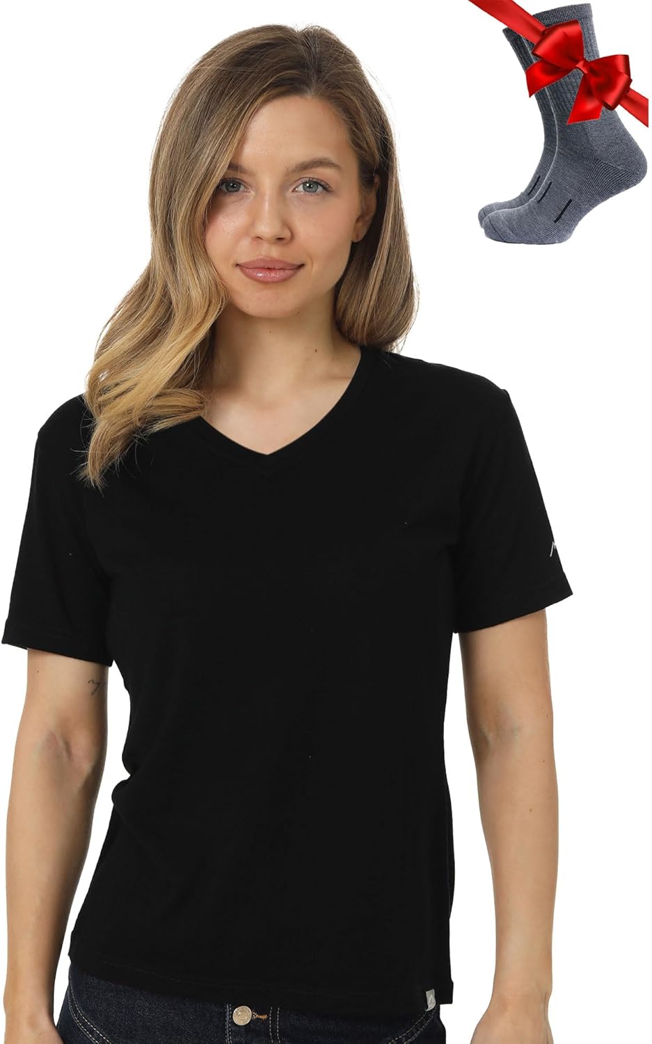 Merino.tech Merino Wool T Shirt Women - 100% Merino Wool Base Layer Women Short Sleeve Moisture-Wicking Tee and Hiking Socks