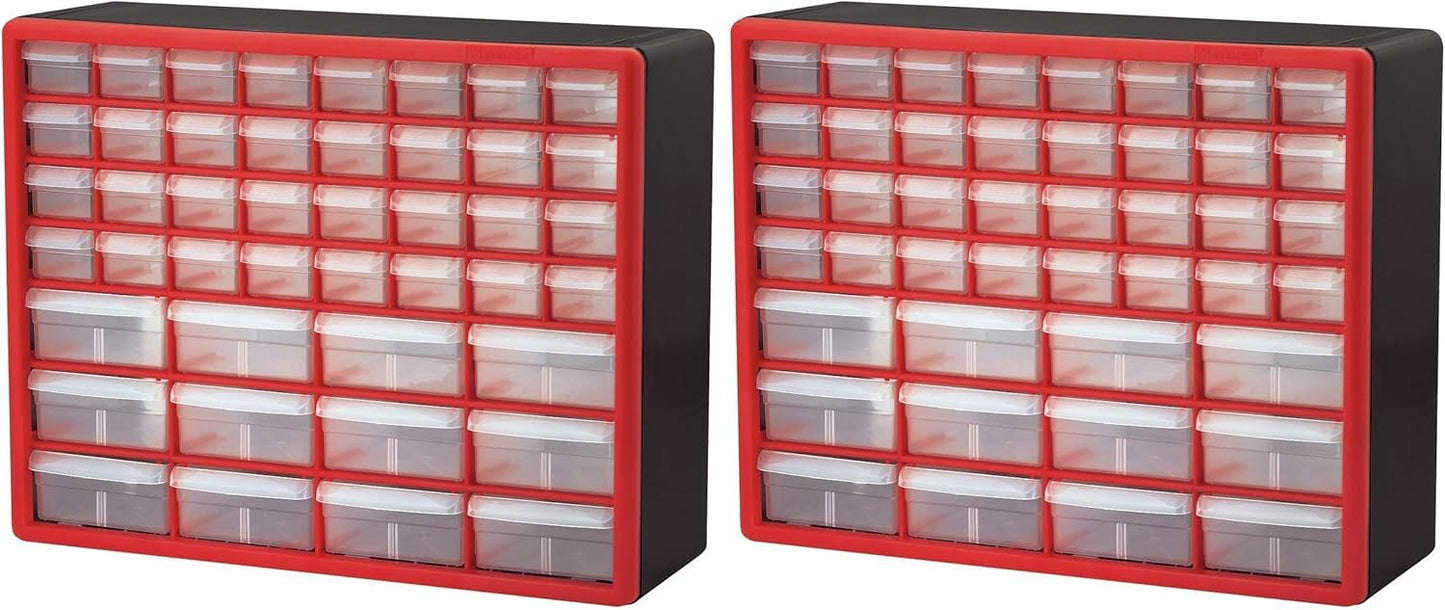 Akro-Mils 44-Drawer Plastic Drawer Storage Cabinet for Garage Organization, Bead Organizer, Building Bricks Storage, Teacher Toolbox, Makeup Organizer, 20" W x 6" D x 16" H, 10144 Black