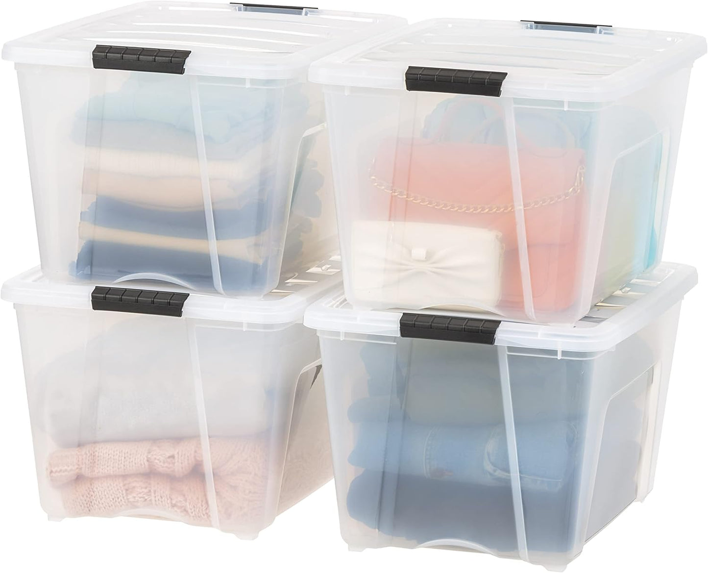 IRIS USA 13 QT Plastic Storage Box with Lid and Latches - 6 Pack - BPA-Free, See-Through Organizing Solution, Durable Nestable Stackable Containers, Secure Pull Handle - Clear