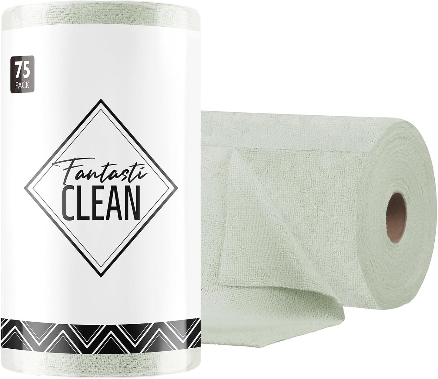 Fantasticlean Microfiber Cleaning Cloth Roll -75 Pack, Tear Away Microfiber Towels, 12" x 12", Reusable, Washable, Scratch Free, Ultra Absorbent Dishcloth for All-Around Cleaning Supplies (Pink)