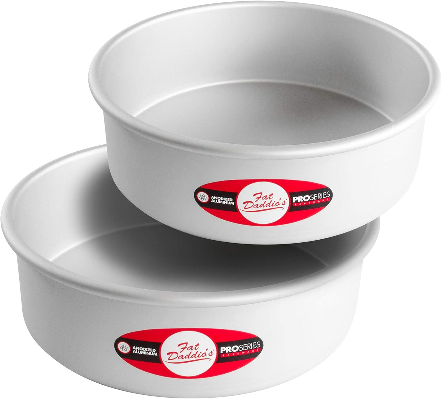Fat Daddio's Anodized Aluminum Round Cake Pans, 2 Piece Set, 8 x 2 Inch