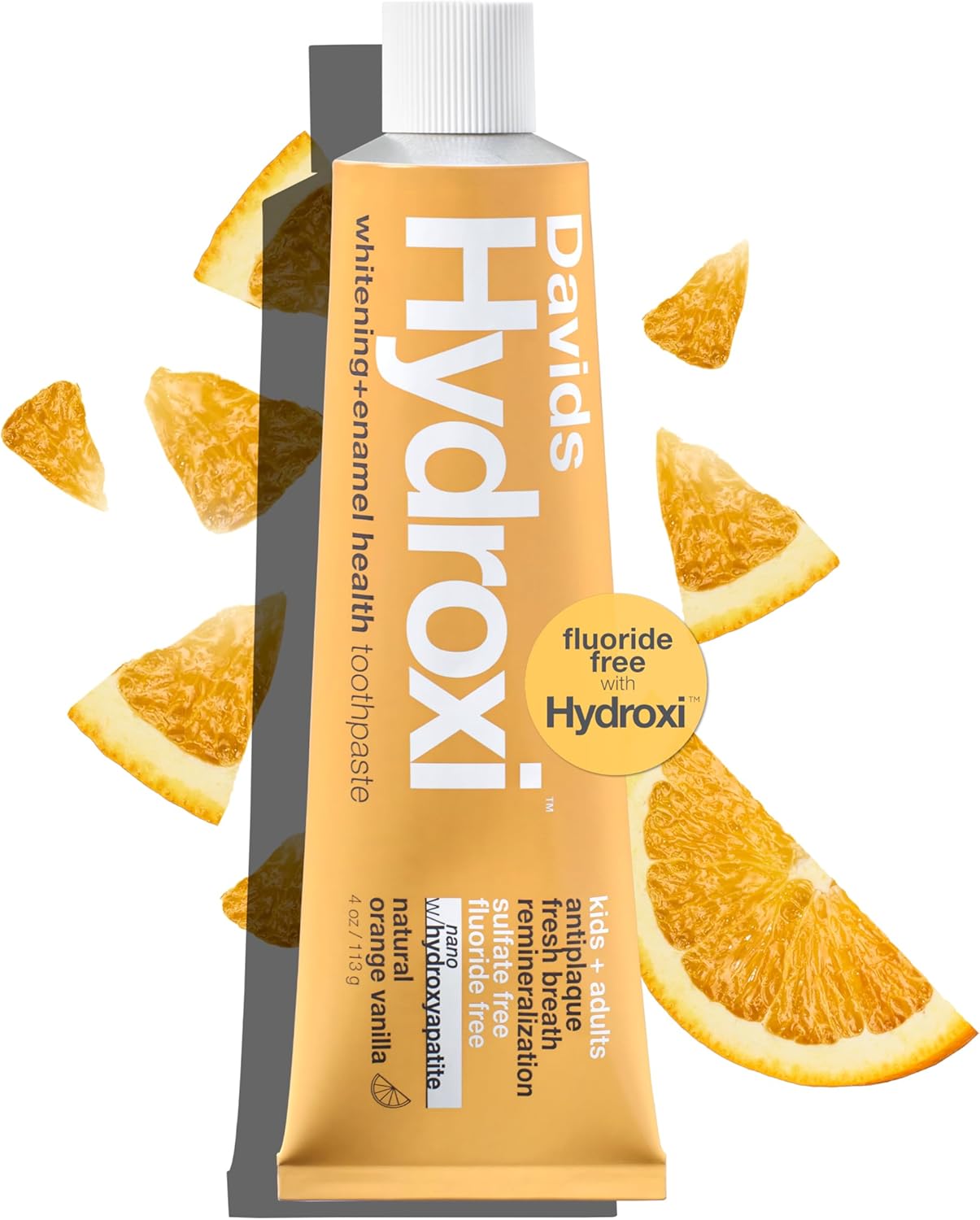 Davids Hydroxi Fluoride Free Nano Hydroxyapatite Toothpaste for Remineralizing, Sensitive Support, Whitening, Antiplaque, SLS Free, Natural Peppermint, 4oz, Made in USA