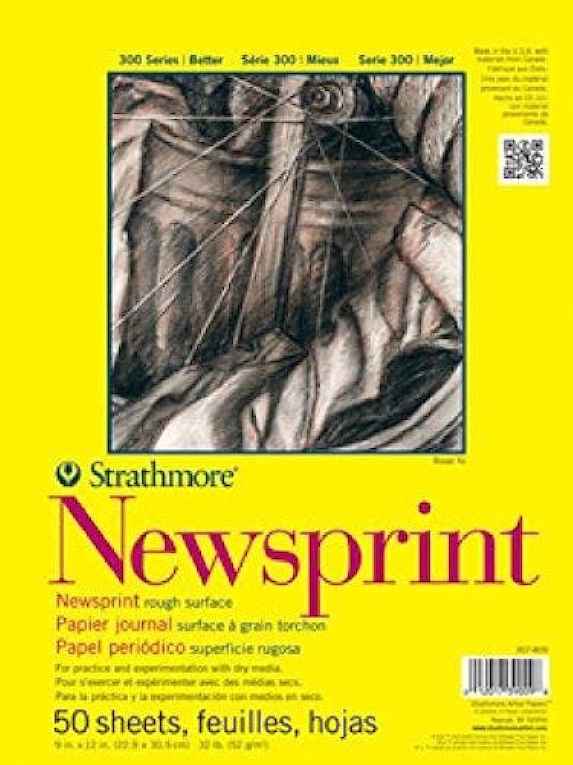 Strathmore Smooth Newsprint Paper Pad 18"X24"-50 Sheets -307018