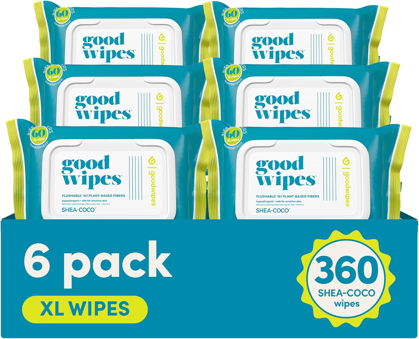 goodwipes Flushable Butt Wipes - Vitamin E & Aloe - Sewer & Septic Safe - Extra Large Adult Wet Wipes For Women & Men - Bathroom Essentials - Rosewater, 318 Count (6 Packs + 1 Travel)