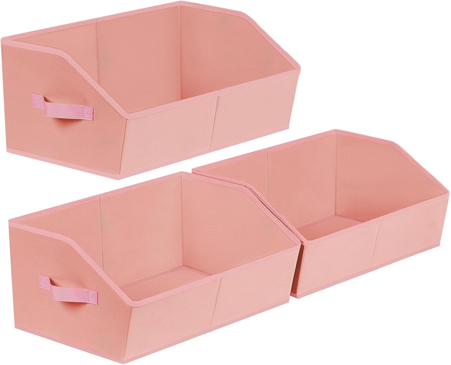 Closet Organizers Bins 6 Packs - Large Closet Shelf Organizer with Handles, Fabric Trapezoid Storage Bins, Collapsible Storage Cubes for Clothes, Towels, Light Gray