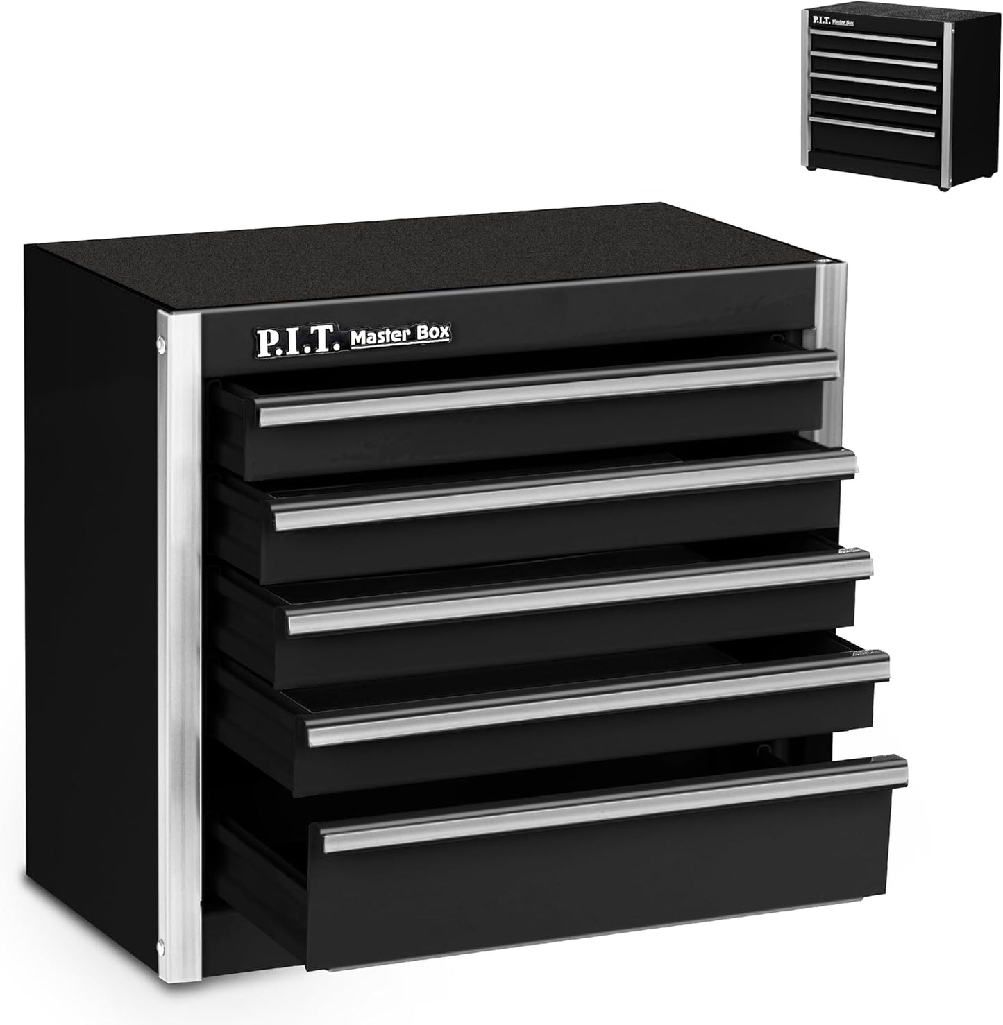 P.I.T. Mini White Tool Box, Portable 5-Drawer Micro Roll Cab Steel Stackable Tool Box with Liner, White Small Tool Case for Tools Storage and Organizers, Home DIY