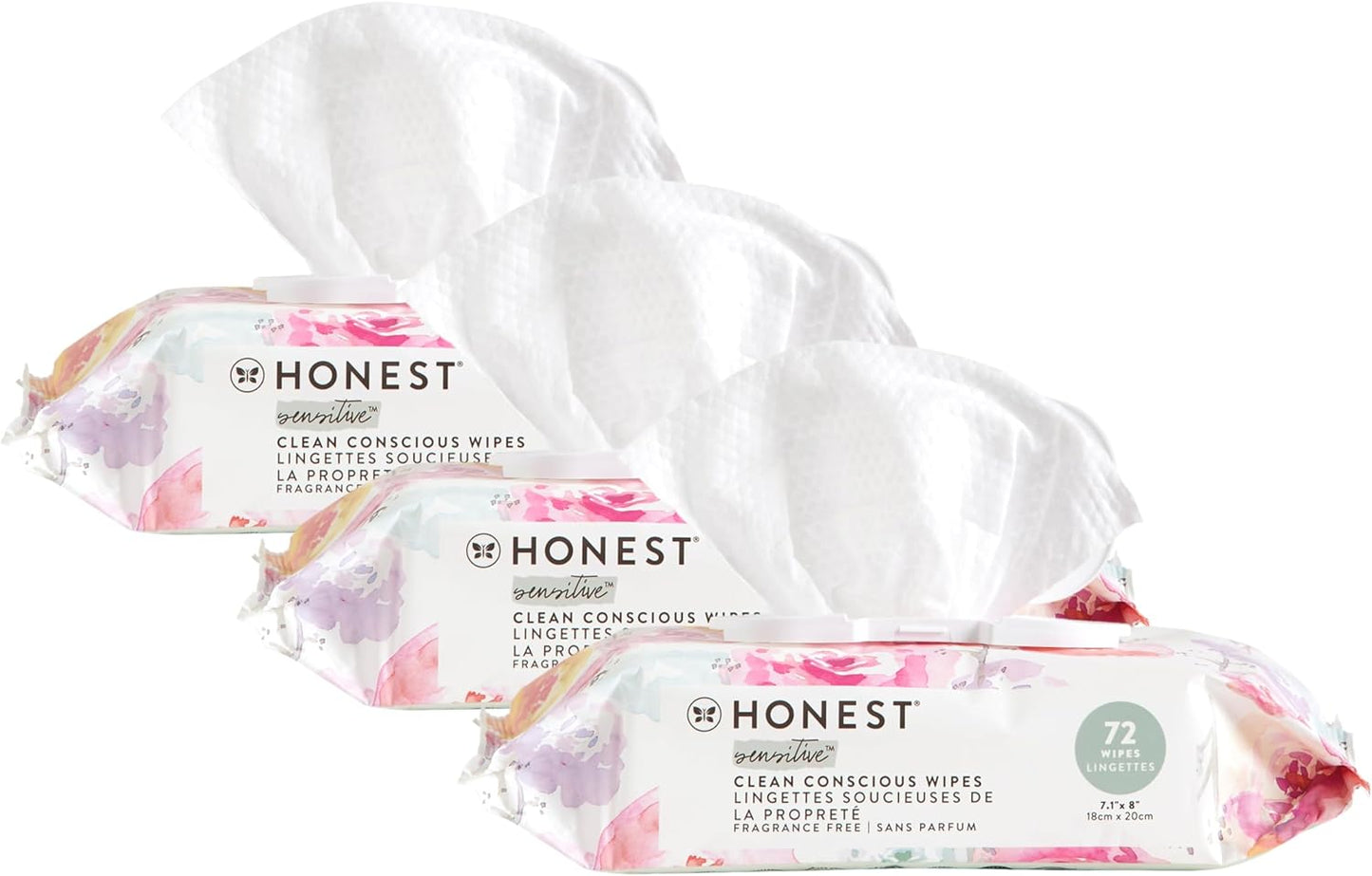 The Honest Company Baby Wipes for Sensitive Skin, Hypoallergenic, Fragrance-Free, Multi-Use, Pattern Play Design, 720 Count (8 Packs of 90)