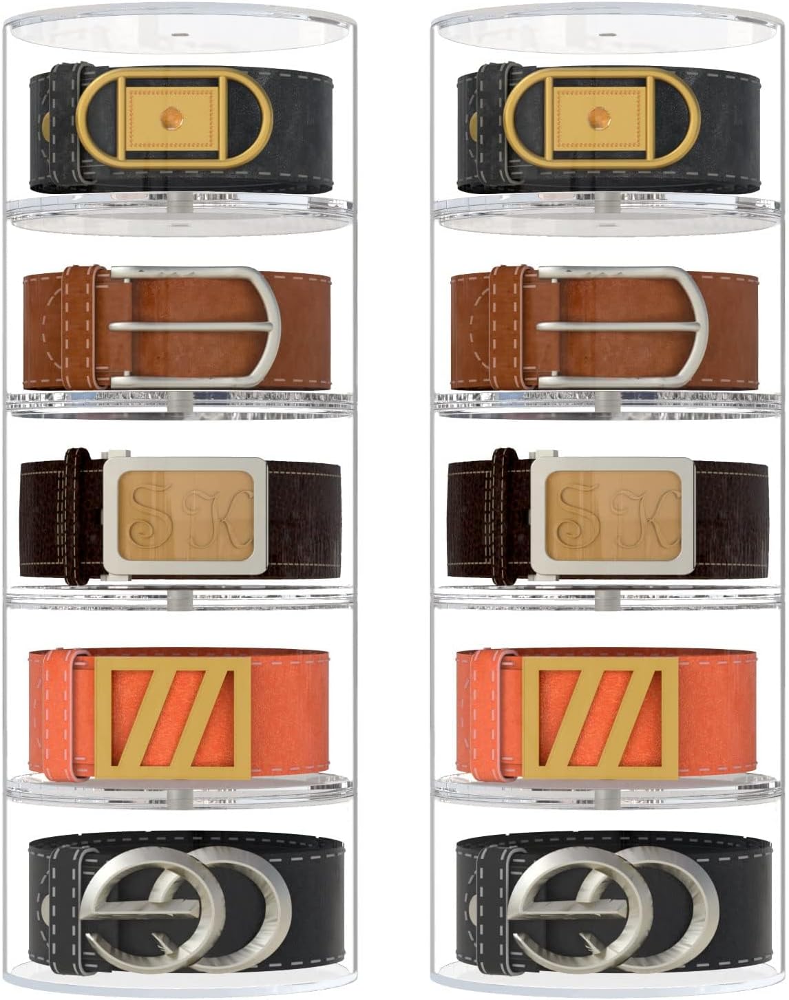 NIUBEE Belt Organizer, Acrylic 5 Layers Belt Case Storage Holder and Display for Accessories like Jewelry,Watch,Bracelets