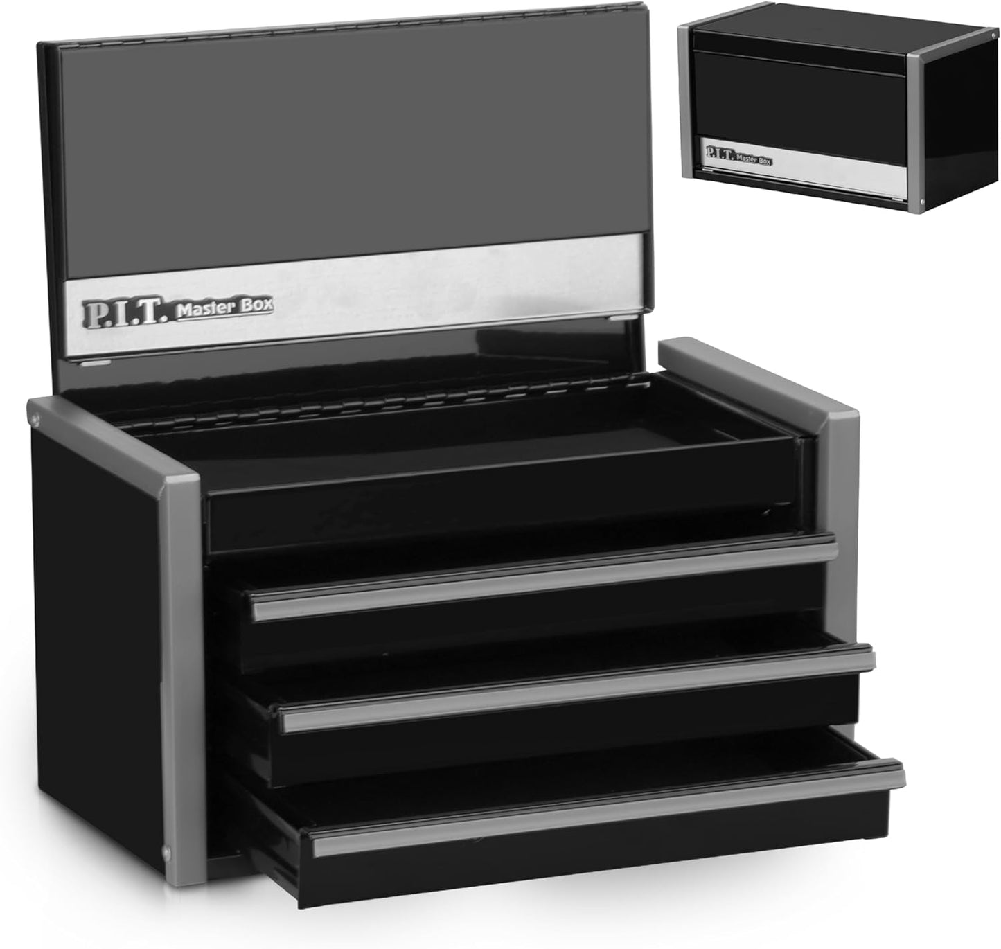 P.I.T. Mini White Tool Box, Portable 5-Drawer Micro Roll Cab Steel Stackable Tool Box with Liner, White Small Tool Case for Tools Storage and Organizers, Home DIY