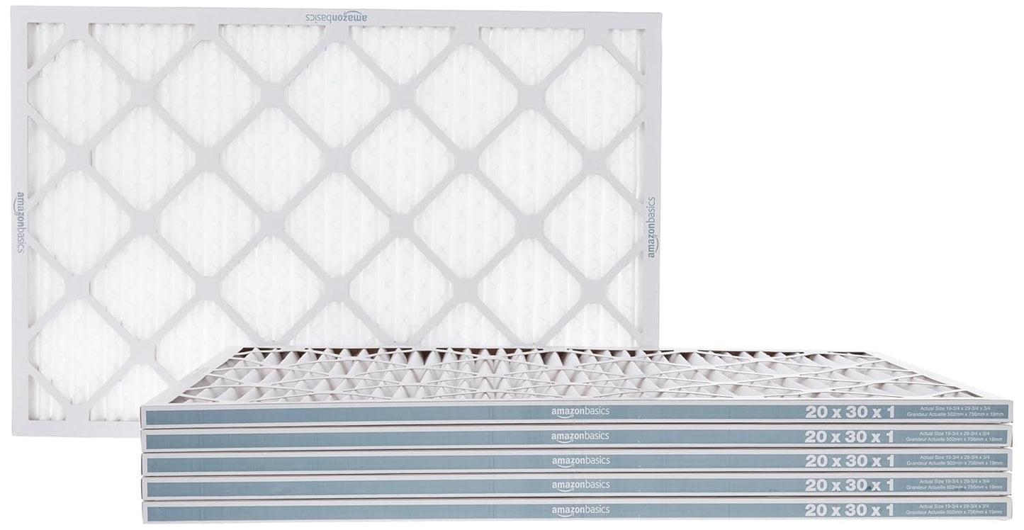 Amazon Basics 20x20x1 Air Filter 6-Pack, MERV 11 AC Furnace Filters, Dust, Pet, Allergy Control, Electrostatic (Actual Size: 19.75 x 19.75 x .75)