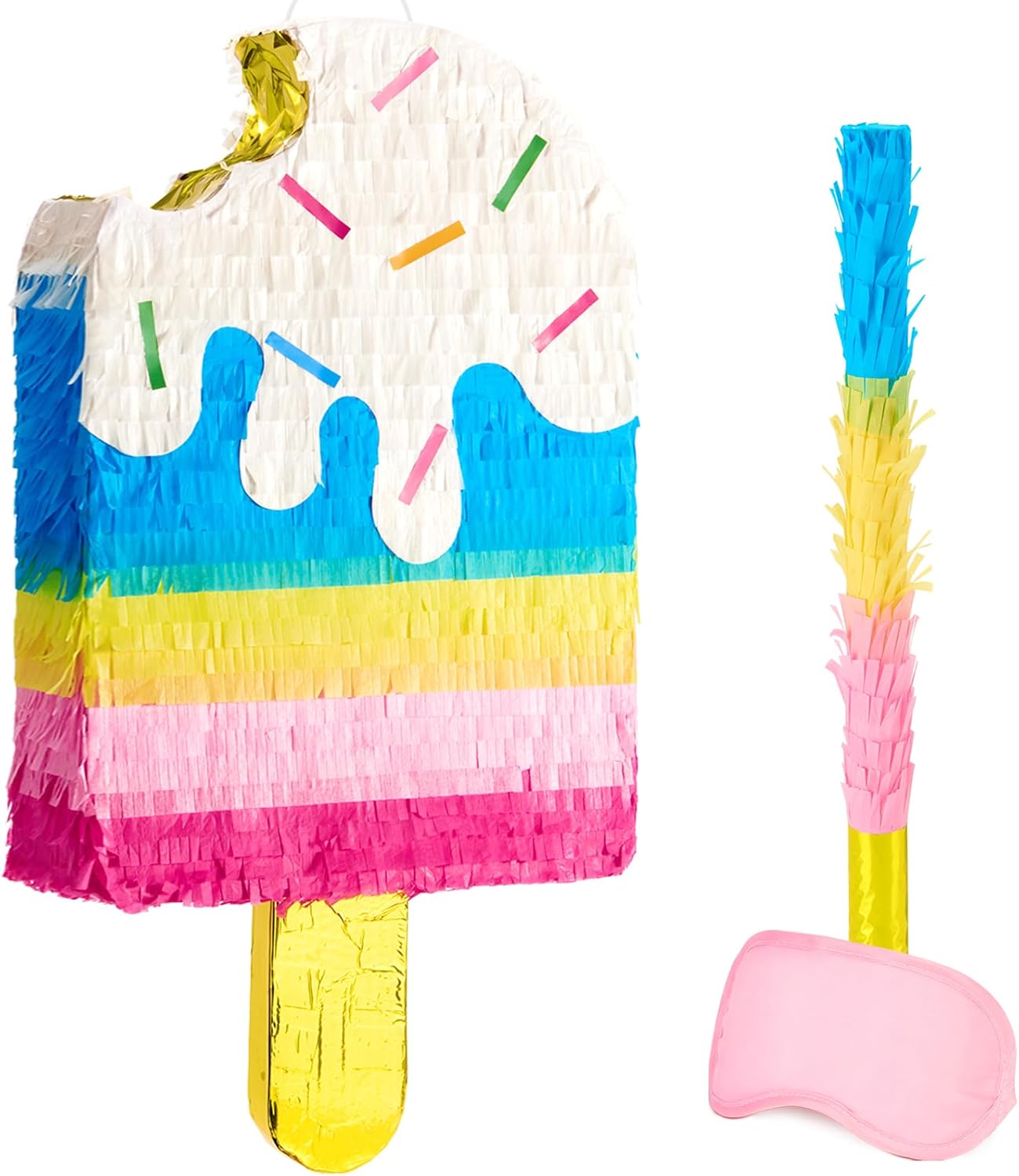 WERNNSAI Easter Bunny Piñata - Easter Rabbit Piñata Spring Pinata with Blindfold and Stick for Birthday Party Decoration Baby Shower School Activities Game Spring Party Game