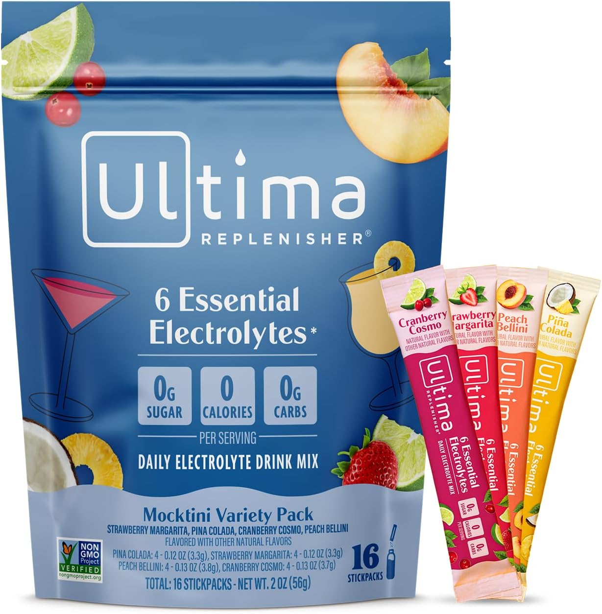 Ultima Replenisher Daily Electrolyte Powder – Original Variety Pack, 20 Stickpacks – Zero Sugar Hydration Packets with 6 Electrolytes and Minerals – Sugar Free, Plant Based & Keto Friendly Drink Mix
