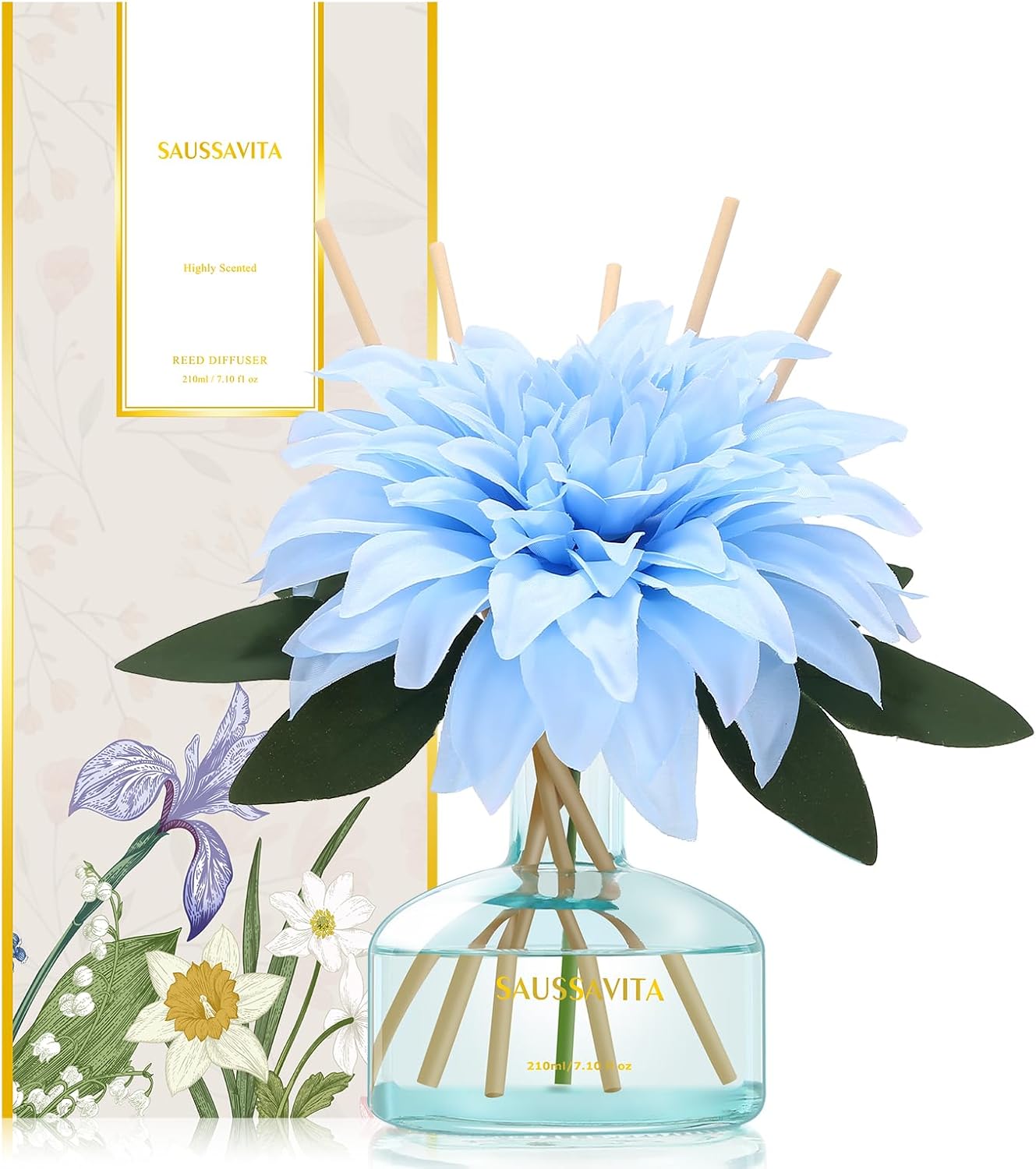 Reed Diffusers Set, 7.10 oz Flower Scented Diffuser with 7 Sticks, Long Lasting Home Fragrance for 120 Days, Perfect for Bathroom, Shelf Decor, Air Fresheners