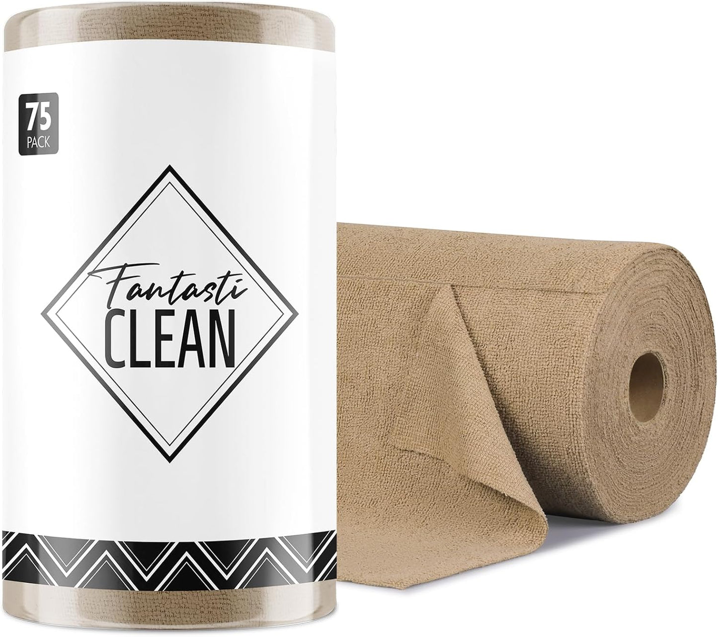 Fantasticlean Microfiber Cleaning Cloth Roll -75 Pack, Tear Away Microfiber Towels, 12" x 12", Reusable, Washable, Scratch Free, Ultra Absorbent Dishcloth for All-Around Cleaning Supplies (Pink)