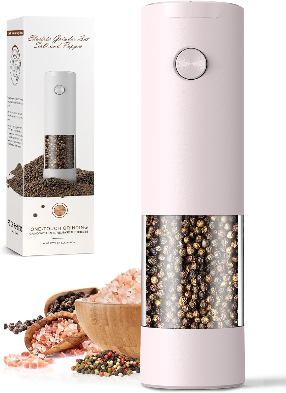 Electric Salt and Pepper Grinder Set Automatic Battery Pepper Mill Shakers Adjustable Coarseness Upgraded Larger Capacity with Led Home and Kitchen Appliances Birthday Gifts for Women Mom
