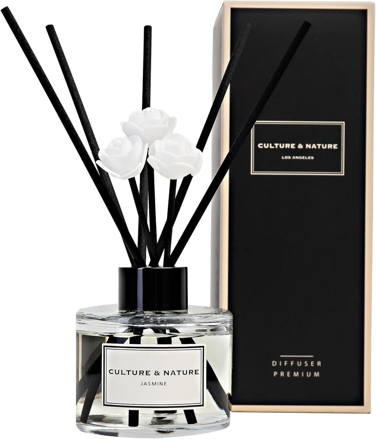 CULTURE & NATURE Reed Diffuser Set 6.7oz (200ml) Black Cherry Scented Diffuser with Sticks Home Fragrance Reed Diffuser for Bathroom Shelf Decor
