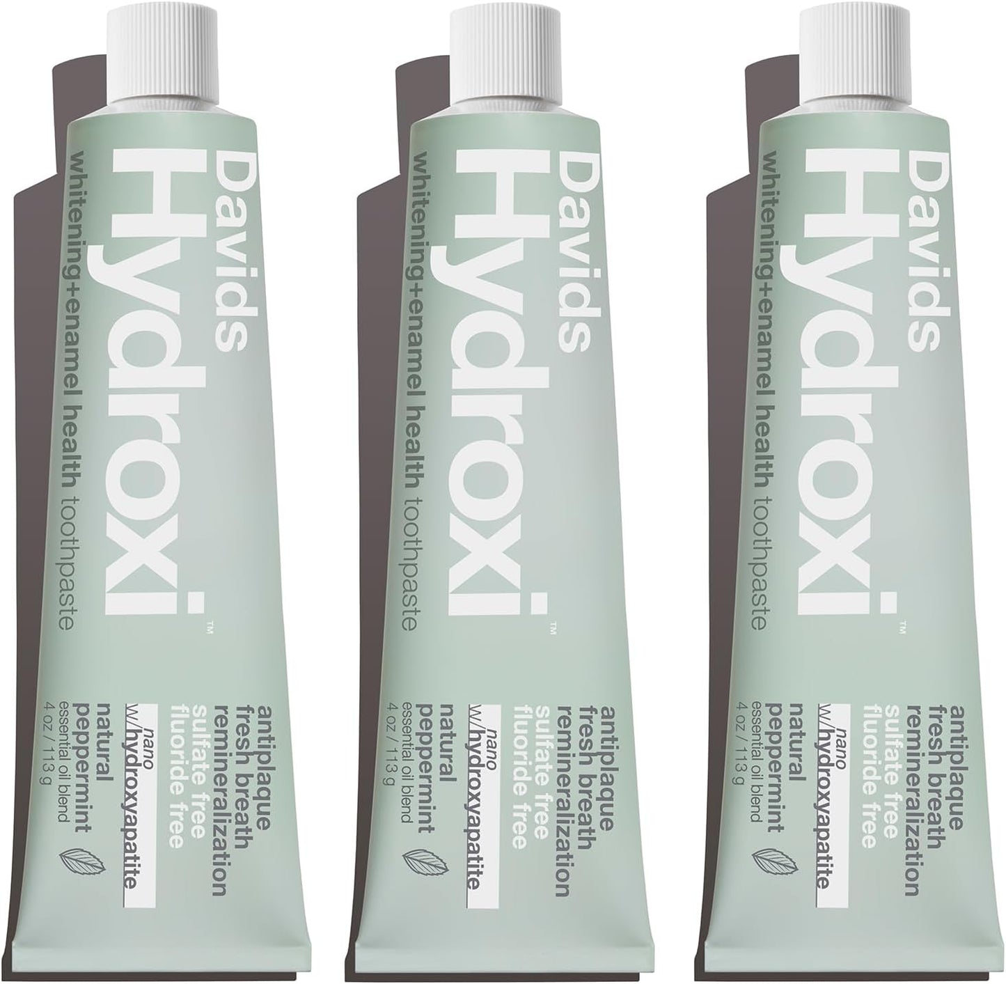 Davids Hydroxi Fluoride Free Nano Hydroxyapatite Toothpaste for Remineralizing, Sensitive Support, Whitening, Antiplaque, SLS Free, Natural Peppermint, 4oz, Made in USA