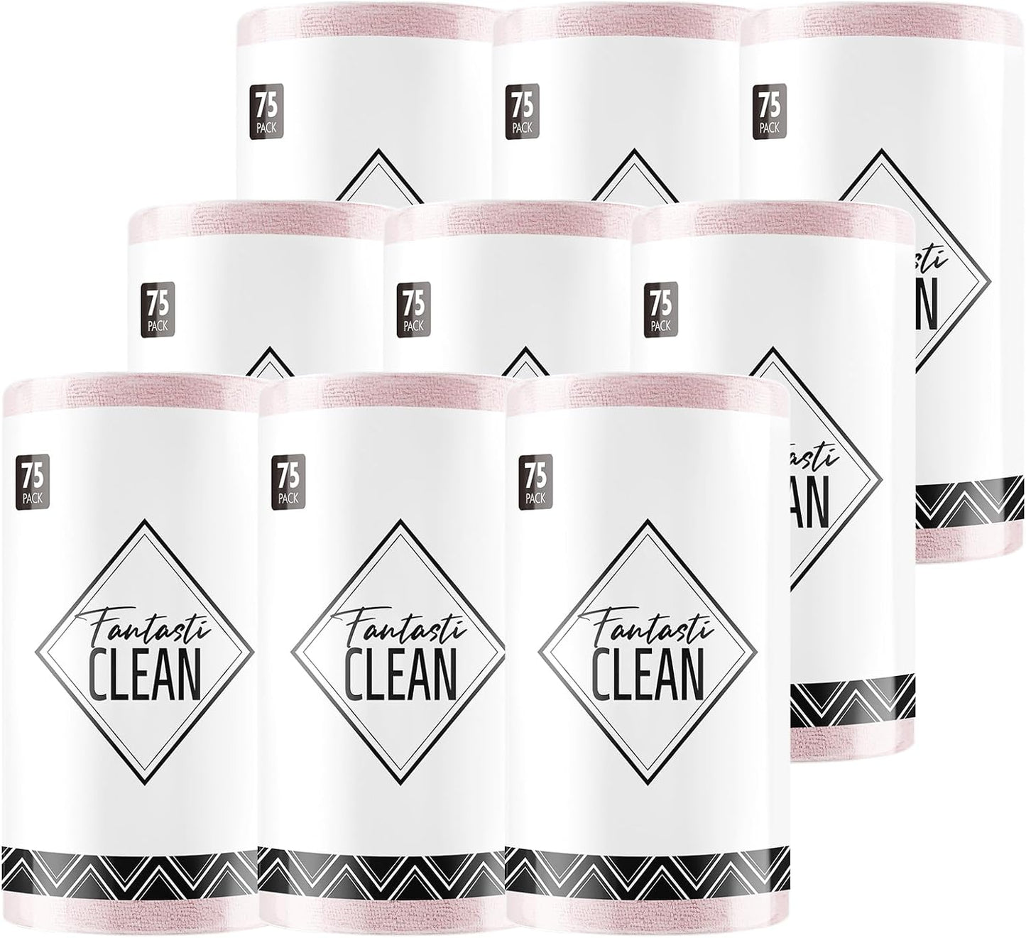 Fantasticlean Microfiber Cleaning Cloth Roll -75 Pack, Tear Away Microfiber Towels, 12" x 12", Reusable, Washable, Scratch Free, Ultra Absorbent Dishcloth for All-Around Cleaning Supplies (Pink)