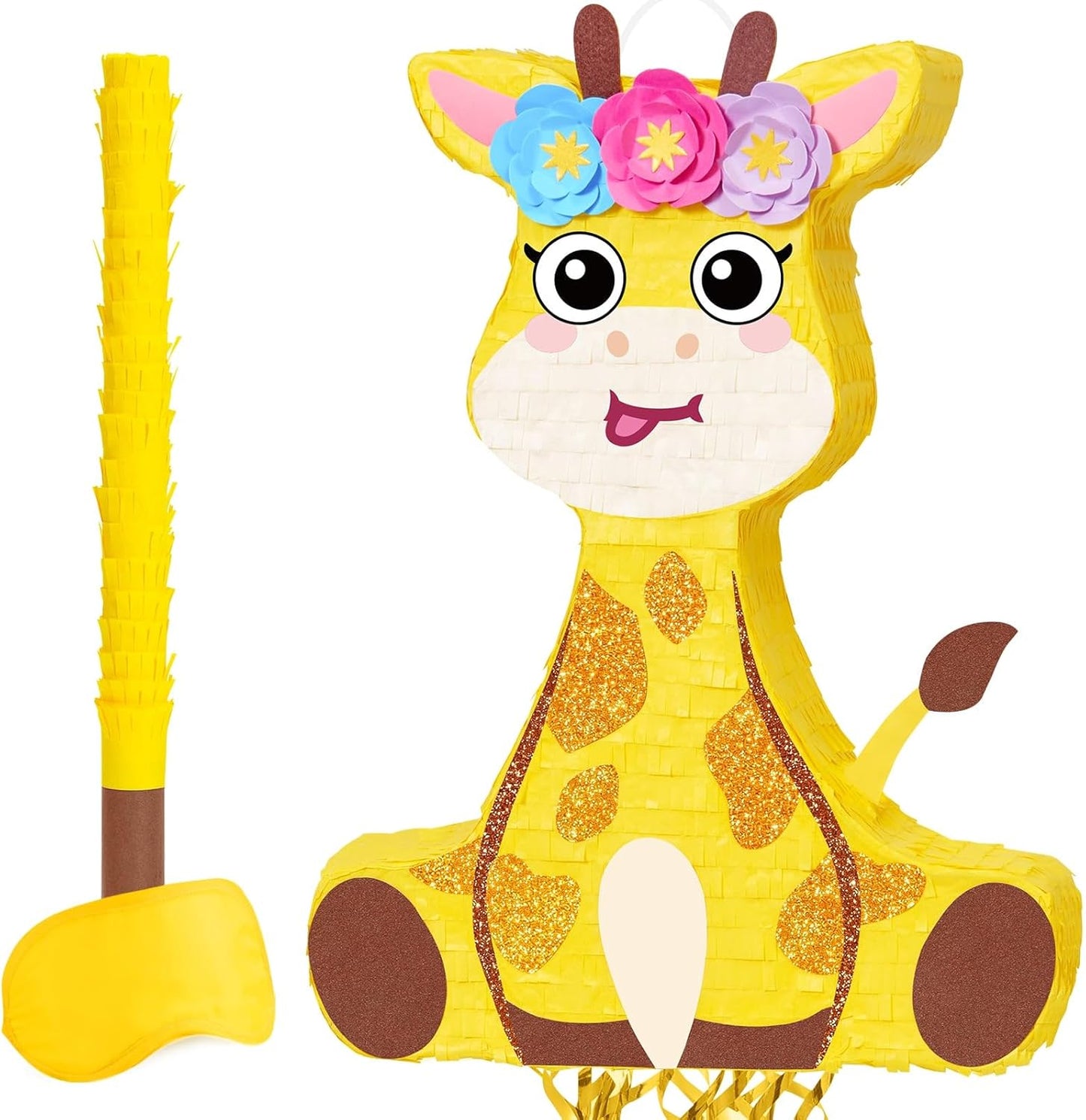 WERNNSAI Easter Bunny Piñata - Easter Rabbit Piñata Spring Pinata with Blindfold and Stick for Birthday Party Decoration Baby Shower School Activities Game Spring Party Game