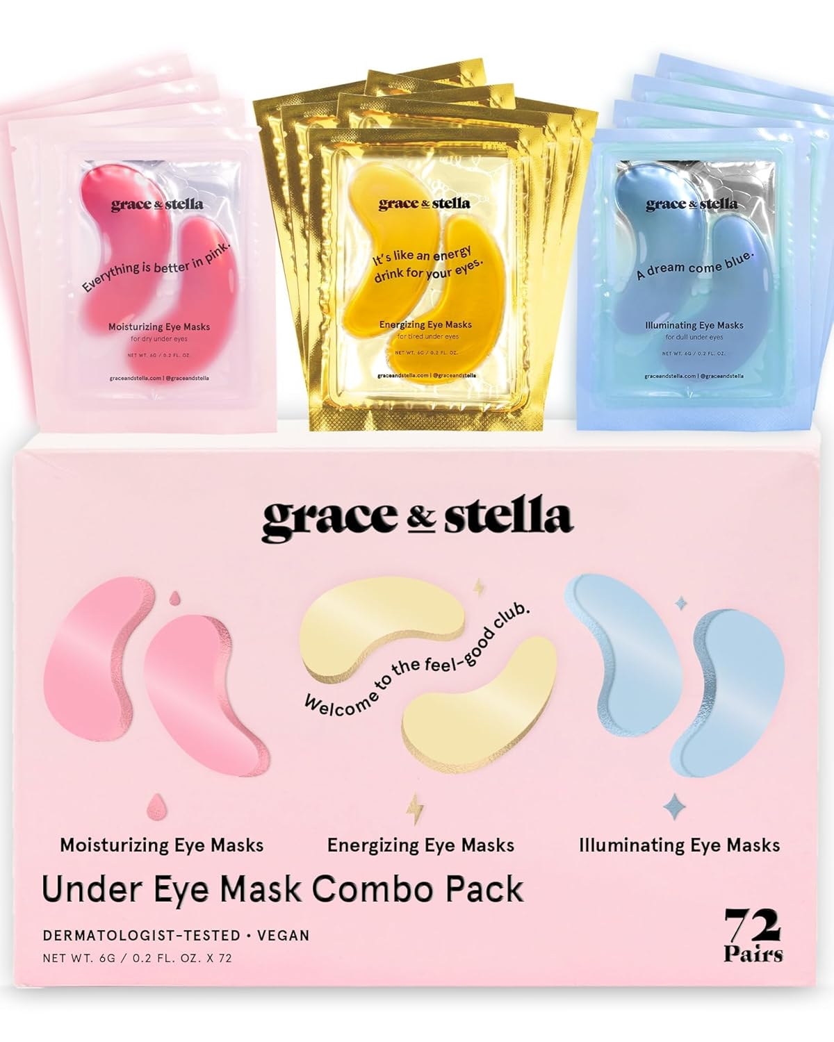 grace & stella Award Winning Under Eye Mask - Birthday Gifts for Women - Gel Eye Patches for Dark Circles, Puffy Eyes, Undereye Bags - Gifts for Mom - Travel Essentials - Vegan (24 Pairs, Gold)