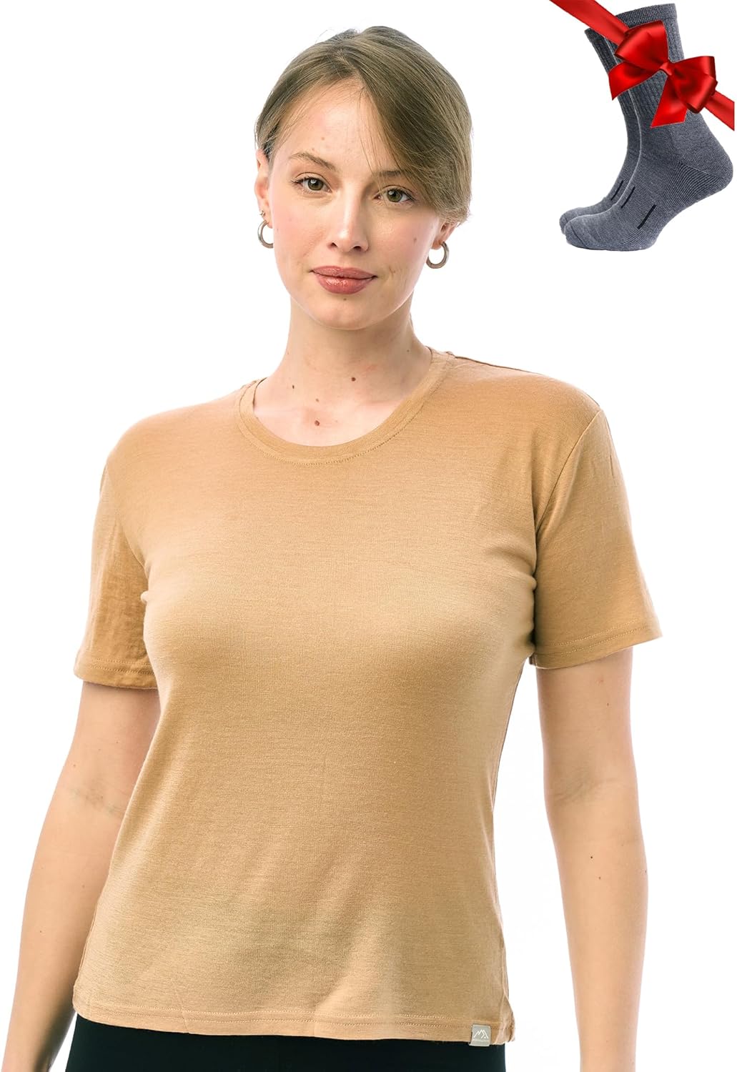 Merino.tech Merino Wool T Shirt Women - 100% Merino Wool Base Layer Women Short Sleeve Moisture-Wicking Tee and Hiking Socks