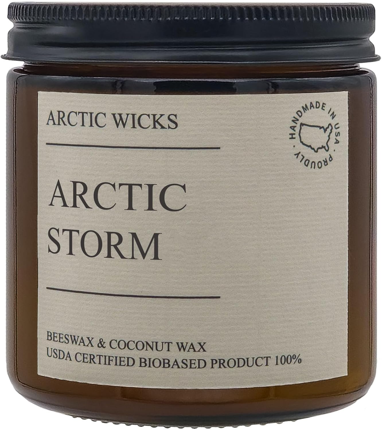 Peppermint & Eucalyptus Candle | Arctic Wicks Non Toxic Coconut Beeswax Candles | Natural Coconut Beeswax 16oz Amber Jar | Spa Wellness Candles Wax Non-Toxic Clean Burn 100% USDA Certified Biobased
