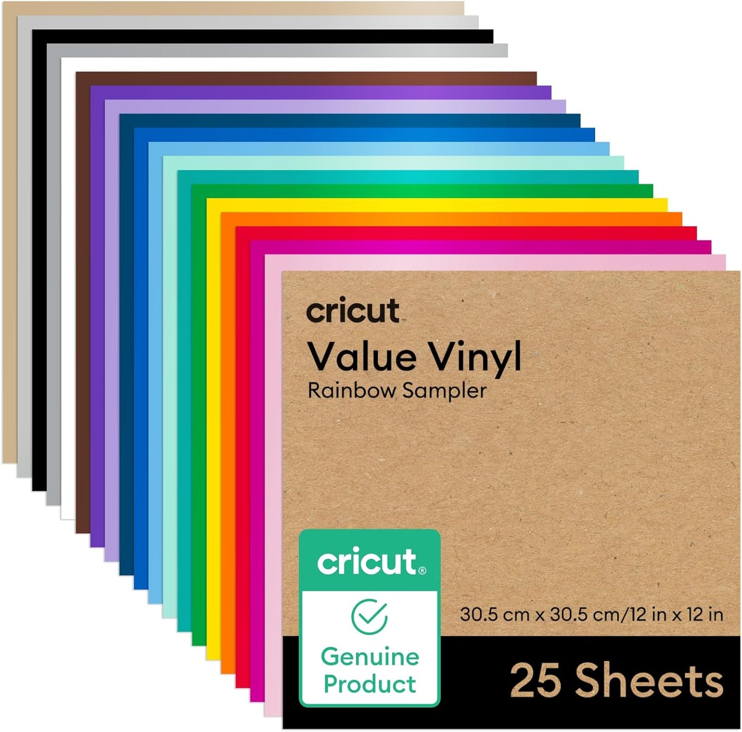 Cricut Value Permanent Vinyl - 50ft Rainbow Sampler, 12in x 12in Sheets (50 Count)