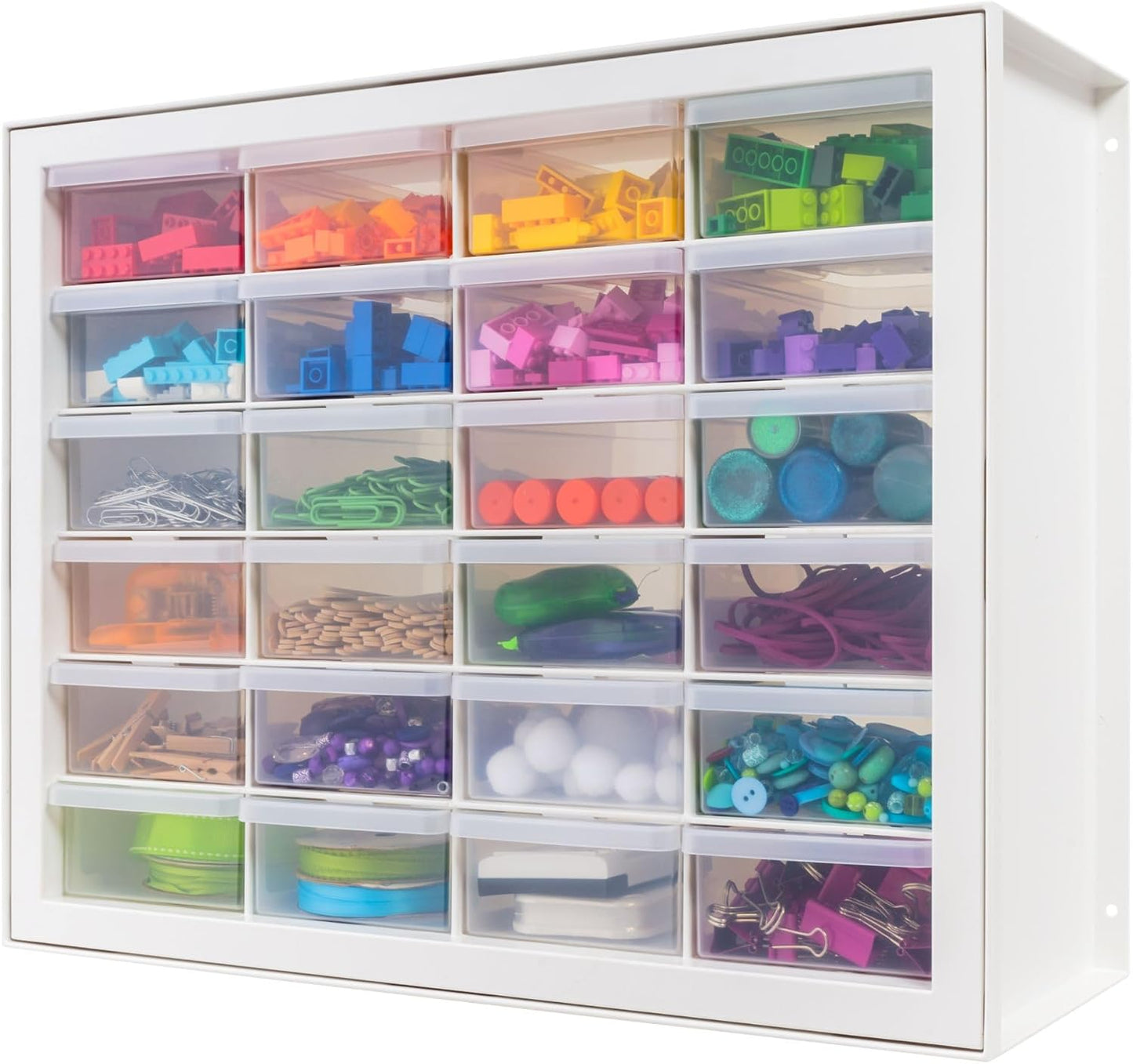 IRIS USA Small Parts Storage Cabinet, Made in USA, 44-Drawer Organizer for Screws, Nuts, Bolts, Electronics, Hardware, Beads, Crafts, Stackable Garage Storage, Teacher Toolbox, Scrapbook Art – White