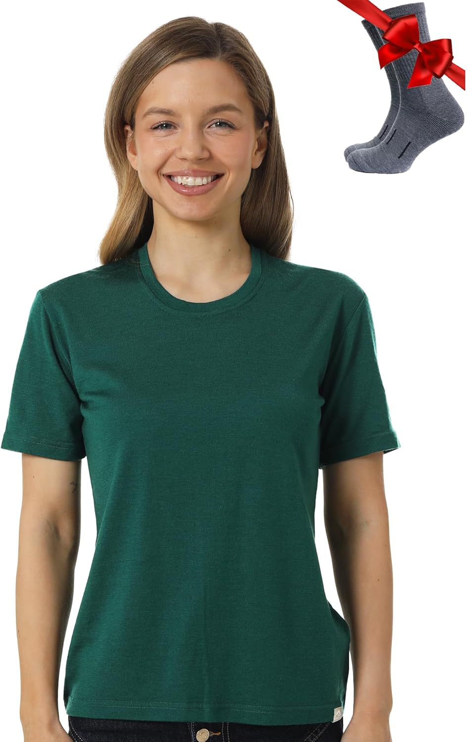 Merino.tech Merino Wool T Shirt Women - 100% Merino Wool Base Layer Women Short Sleeve Moisture-Wicking Tee and Hiking Socks