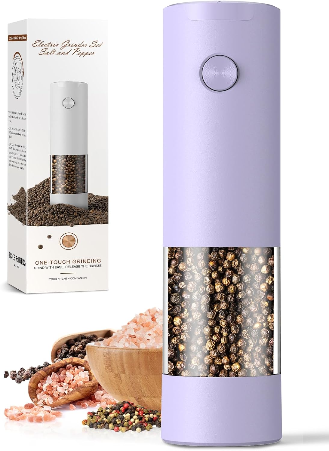 Electric Salt and Pepper Grinder Set Automatic Battery Pepper Mill Shakers Adjustable Coarseness Upgraded Larger Capacity with Led Home and Kitchen Appliances Birthday Gifts for Women Mom