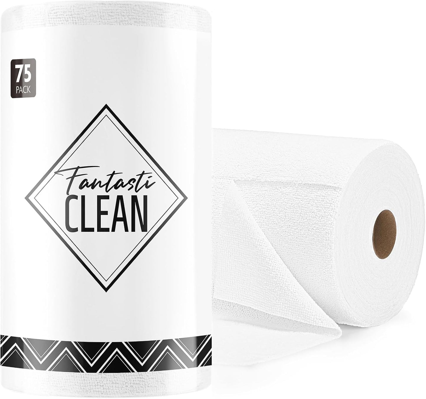 Fantasticlean Microfiber Cleaning Cloth Roll -75 Pack, Tear Away Microfiber Towels, 12" x 12", Reusable, Washable, Scratch Free, Ultra Absorbent Dishcloth for All-Around Cleaning Supplies (Pink)