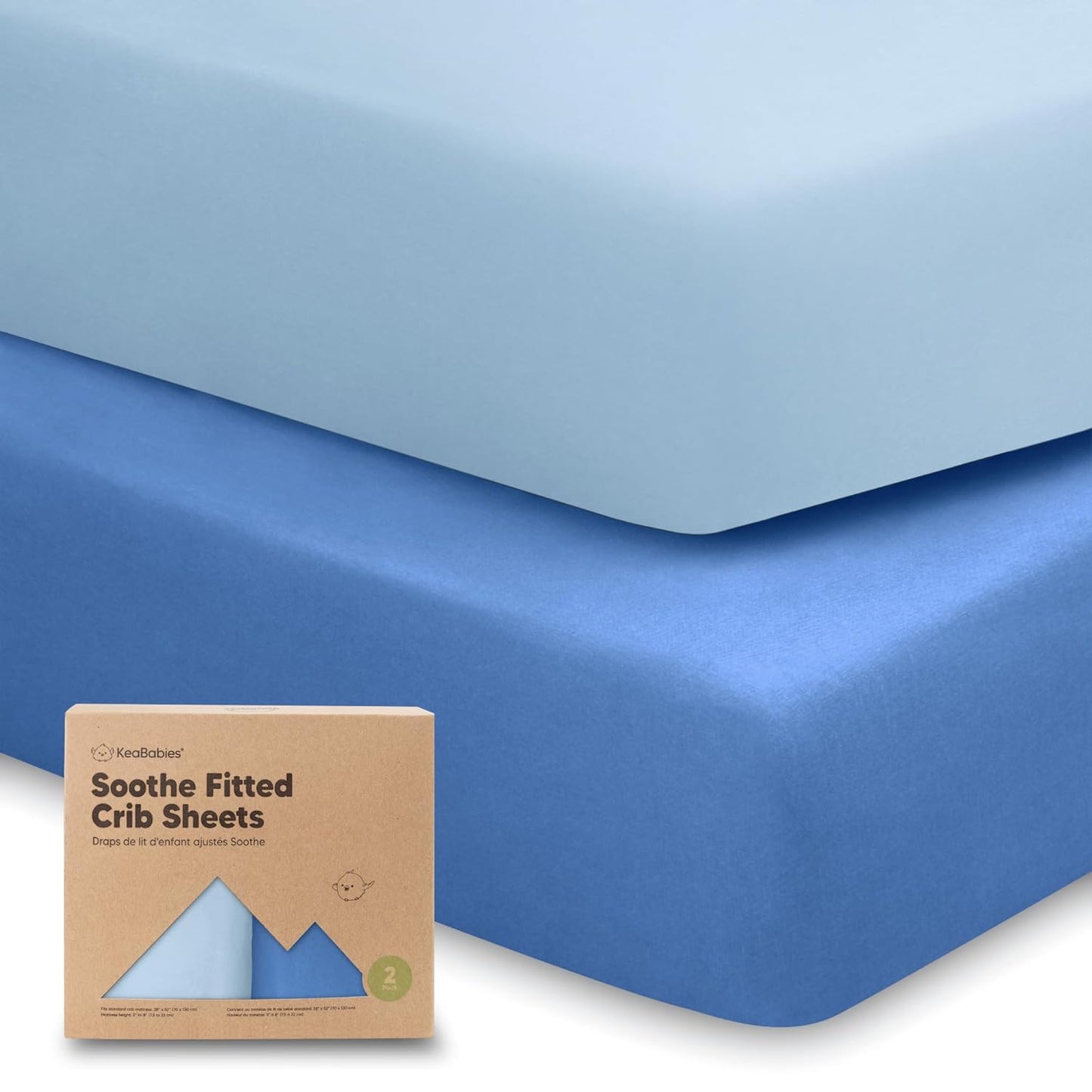 KeaBabies 2-Pack Organic Crib Sheets for Boys, Girls - 52x28 Fitted Crib Mattress Sheet Neutral, Breathable Jersey Cotton Cover for Baby Bed, Toddler Mattress, Soft & Cute Prints (Soft White)